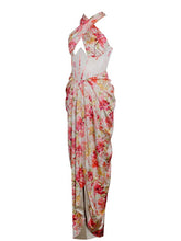 Zarina Red Floral Corset Satin Gown