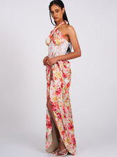 Zarina Red Floral Corset Satin Gown