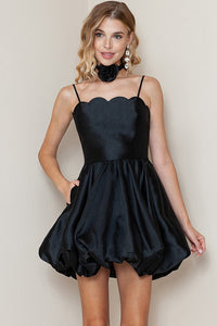 Black Sleeveless Scallop Bubble Hem Mini Dress Aquarius Brand Black Sleeveless Scallop Bubble Hem Mini Dress Aquarius Brand