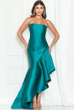 Emerald Strapless Asymmetrical Taffeta Dress