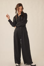 Black Wide Legged Denim Twill Jumpsuit