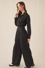 Black Wide Legged Denim Twill Jumpsuit