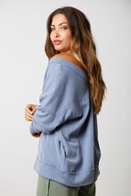 Denim Vintage Two Tone Ribbed Pullover