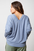 Denim Vintage Two Tone Ribbed Pullover