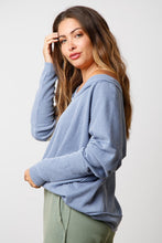 Denim Vintage Two Tone Ribbed Pullover