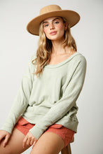 Green Two Tone Ribbed Pullover