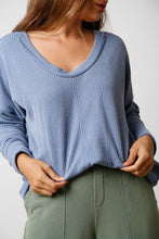 Denim Vintage Two Tone Ribbed Pullover