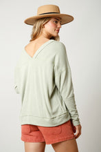 Green Two Tone Ribbed Pullover