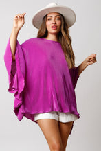 Purple Pleated Bodre Poncho