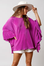 Purple Pleated Bodre Poncho