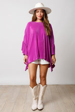 Purple Pleated Bodre Poncho