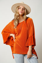 Orange Pleated Bodre Poncho