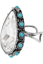 Ab Western Teardrop Glass Stone Gemstone Cuff Ring