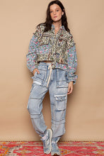 Denim Multi Oversized Fit Floral Print Hi-Lo Denim Jacket