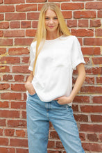 Off White Front Pocket Short Sleeve Satin Tee Top