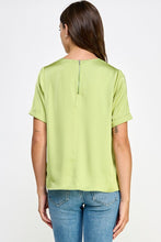 Dusty Citron Front Pocket Short Sleeve Satin Tee Top