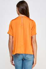 Orange Front Pocket Short Sleeve Satin Tee Top