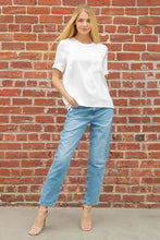 Off White Front Pocket Short Sleeve Satin Tee Top