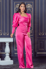 Pink Satin Puff Sleeve Top and Pants