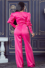 Pink Satin Puff Sleeve Top and Pants