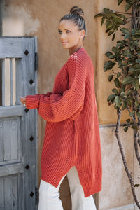 Rust Effortless Oversized Knit Cardigan