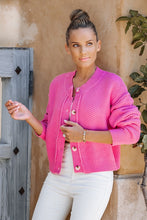 Fuchsia Slouchy Textured Knit Cardigan