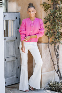 Fuchsia Slouchy Textured Knit Cardigan