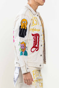 L.Khaki Art Dealer Graphic Nostalgic Fit Trucker Jacket