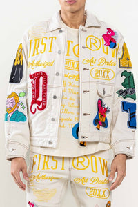 L.Khaki Art Dealer Graphic Nostalgic Fit Trucker Jacket