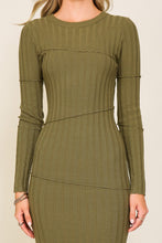 Olive Night Out Sweater Midi Dress