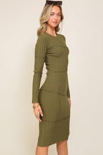 Olive Night Out Sweater Midi Dress