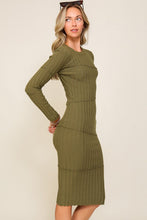 Olive Night Out Sweater Midi Dress