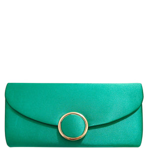 Green Smooth Ring Texture Clutch Bag