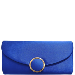 Blue Smooth Ring Texture Clutch Bag