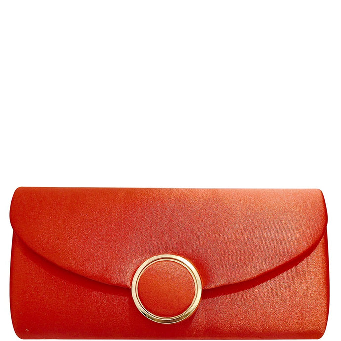 Orange Smooth Ring Texture Clutch Bag