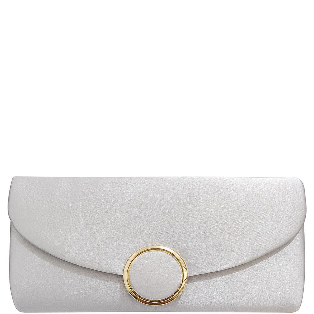 Silver Smooth Ring Texture Clutch Bag