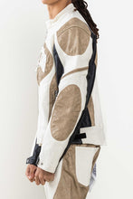 Ecru Premium Leather Mix Racing Jacket