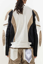 Ecru Premium Leather Mix Racing Jacket