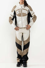 Ecru Premium Leather Mix Racing Jacket