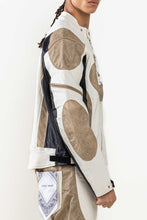 Ecru Premium Leather Mix Racing Jacket