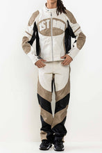 Ecru Premium Leather Mix Stacked Pants