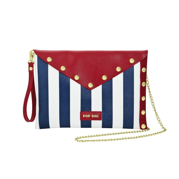Striped POPBAG Italian Crosshatch Leather Envelope Clutch
