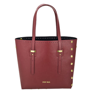 Crimson Genuine Italian Pebbled Leather Large Tote Bag