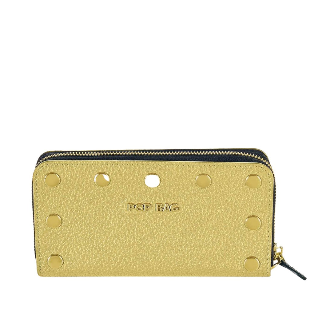 Mustard Interchangeable Italian Pebbled Leather Wallet