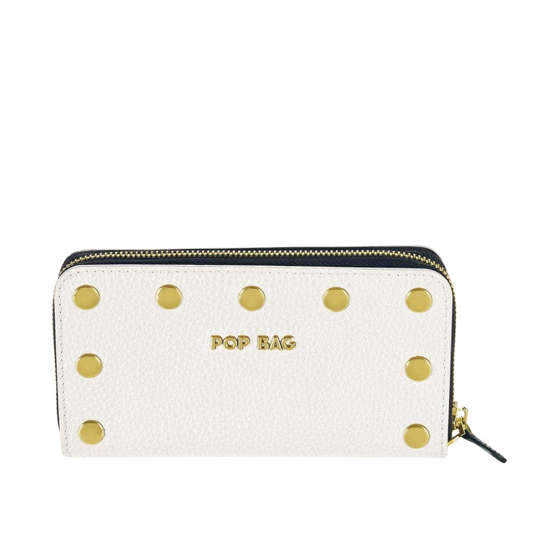 White Interchangeable Italian Pebbled Leather Wallet