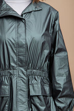 Dk Sea Green Metallic Snap Front Jacket