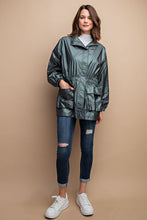 Dk Sea Green Metallic Snap Front Jacket