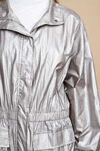 Silver Grey Metallic Snap Front Jacket