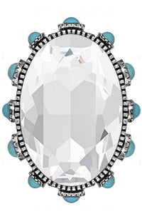 Clear Western Gemstone Oval Glass Crystal Stone Ring