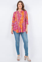 Multi Rust Scarf Print V Neck Tunic Top